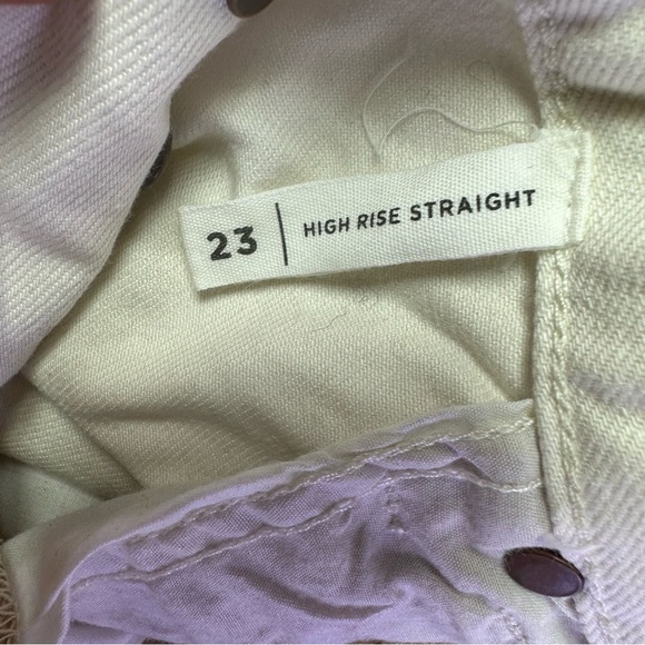 PAC Sun Beige & Cream Patchwork High Rise Straight 100% Cotton Jeans Women’s 23 - Picture 6 of 7